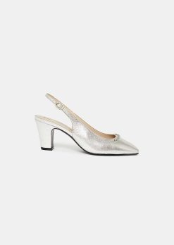 TARA JARMON Chaussures En Cuir Argentees Katrina Online