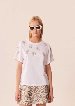 TARA JARMON T-Shirt Taralove Blanc En Coton Brode Wholesale