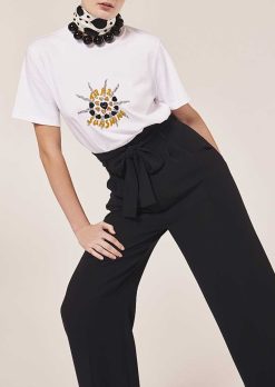 TARA JARMON Pantalon Pyla En Crepe Noir Wholesale