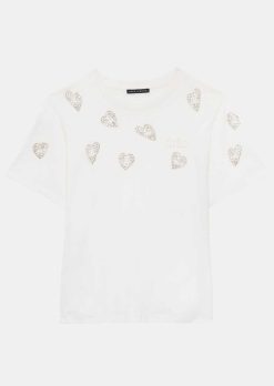 TARA JARMON T-Shirt Taralove Blanc En Coton Brode Wholesale