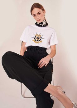 TARA JARMON Pantalon Pyla En Crepe Noir Wholesale