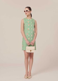 TARA JARMON Robe Vichy Verte Raphia Best