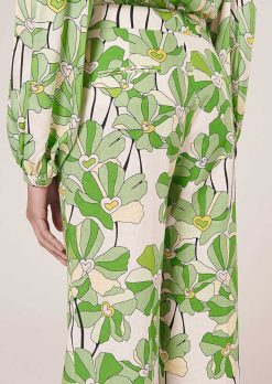 TARA JARMON Pantalon Imprime Floral Vert Primavera Clearance