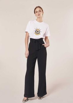 TARA JARMON Pantalon Pyla En Crepe Noir Wholesale