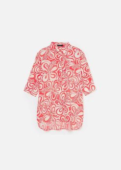 TARA JARMON Tallulah - Haut Ecru A Motif Graphique Corail Online