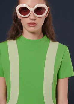 TARA JARMON Robe Raquel Verte En Double Toile Clearance