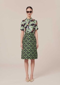 TARA JARMON Jupe Jola Bleu Nuit Avec Motif Graphique Vert Online